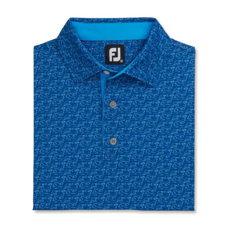 FootJoy Golf Course Doodle Stretch Pique Self Collar Polo Men&#39;s Shirt Footjoy   