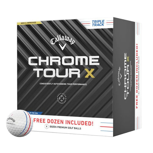 Callaway Chrome Tour X Triple Track Golf Balls - Buy 3dz Get 4th Free (In stock & ready to ship) White