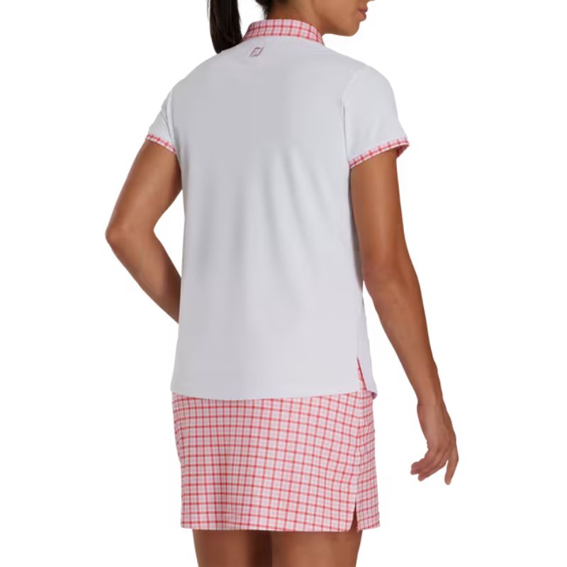 FootJoy Women&#39;s Short Sleeve Gingham Trim Polo Women&#39;s Shirt Footjoy   