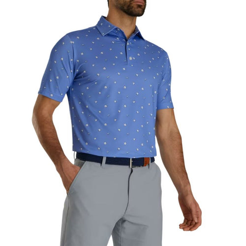 FootJoy Cookie Print Lisle Self Collar Polo - Previous Season Men's Shirt Footjoy Blue Violet MEDIUM 