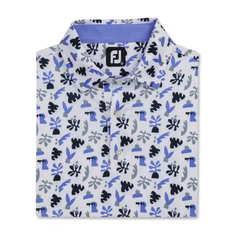 FootJoy Jungle Leaves Lisle Self Collar Polo - Previous Season Men&#39;s Shirt Footjoy   