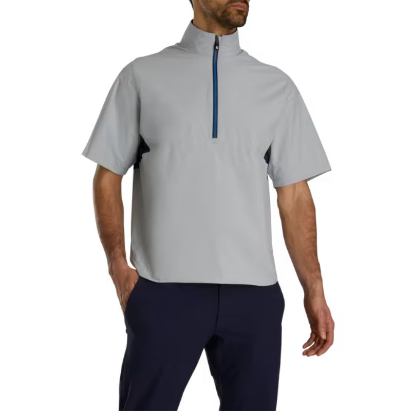 FootJoy HydroLite X Short Sleeve Rain Shirt Men&#39;s Jacket Footjoy Grey/Navy SMALL 