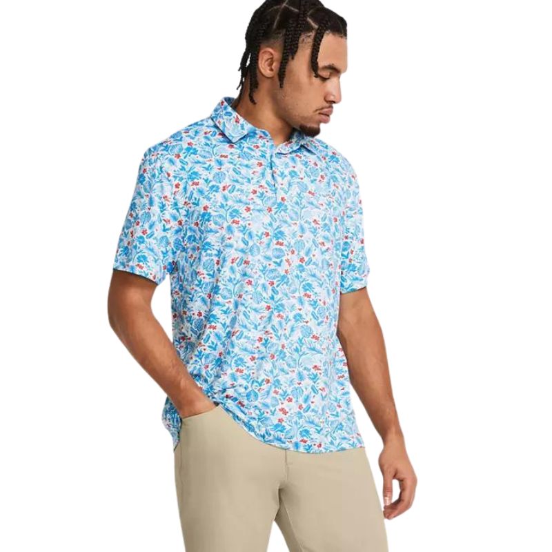 Under Armour Playoff 3.0 Printed Golf Polo Men&#39;s Shirt Under Armour White/Sky Blue/Multi SMALL 