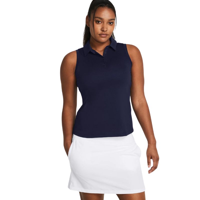Under Armour Women&#39;s Playoff Sleeveless Polo Women&#39;s Shirt Under Armour Navy SMALL 