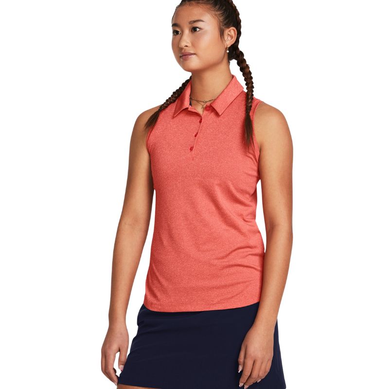 Under Armour Women&#39;s Playoff Sleeveless Polo Women&#39;s Shirt Under Armour Red Solstice SMALL 