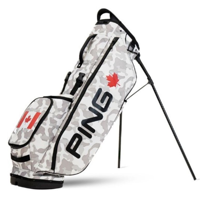 PING Hoofer Lite CANADA Stand Bag - Limited Edition Stand Bag Ping White Camo w/ Leaf &amp; Flag  