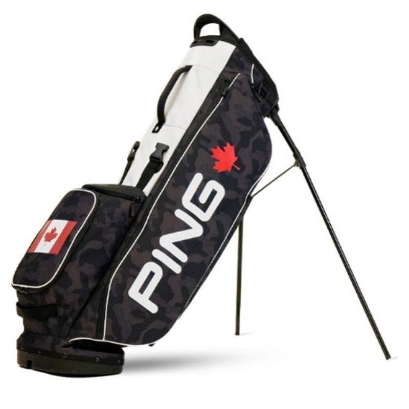 PING Hoofer Lite CANADA Stand Bag - Limited Edition Stand Bag Ping Black Camo/White w/ Leaf & Flag  