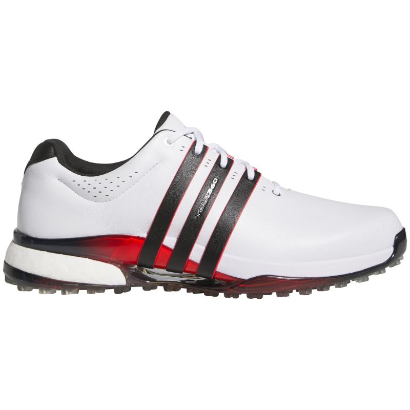 adidas Tour360 25 Spikeless Golf Shoes Cloud White Core Black Lucid Red Medium