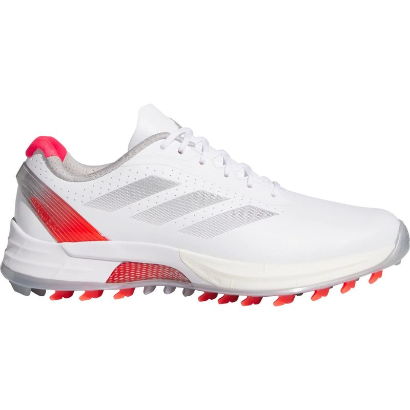 adidas Women's Adizero ZG Spikeless Golf Shoes Cloud White Silver Metallic Lucid Red Medium