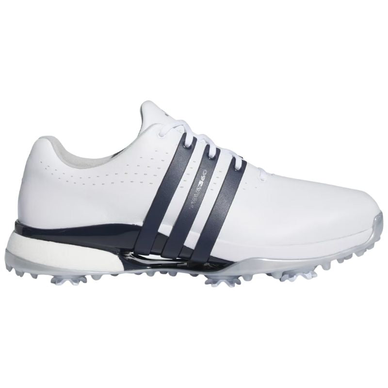 adidas Tour360 24 Golf Shoes Cloud White Collegiate Navy Silver Metallic Medium