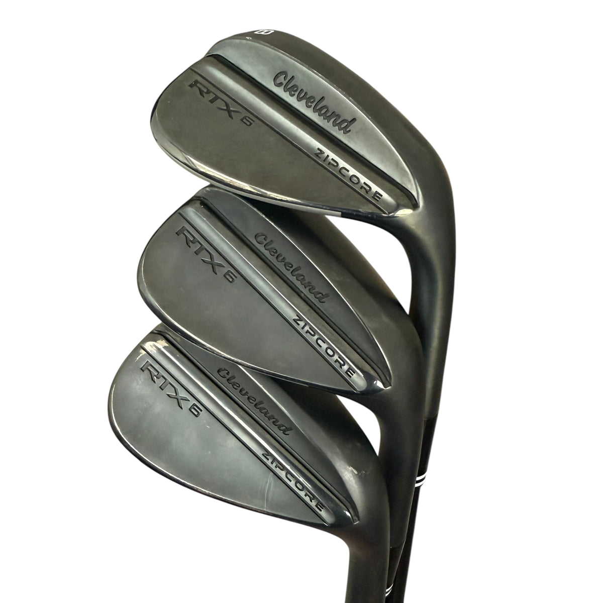 Cleveland RTX 6 Zipcore Black Satin Wedge Set - 50.10° / 54.10° / 58.10° - Indoor Demo Right 50.10 54.10 58.10 KBS Tour Black Wedge (+$40 upcharge)