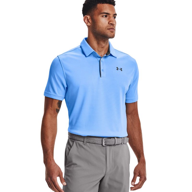 Under Armour Tech Golf Polo Men&#39;s Shirt Under Armour Carolina Blue SMALL 