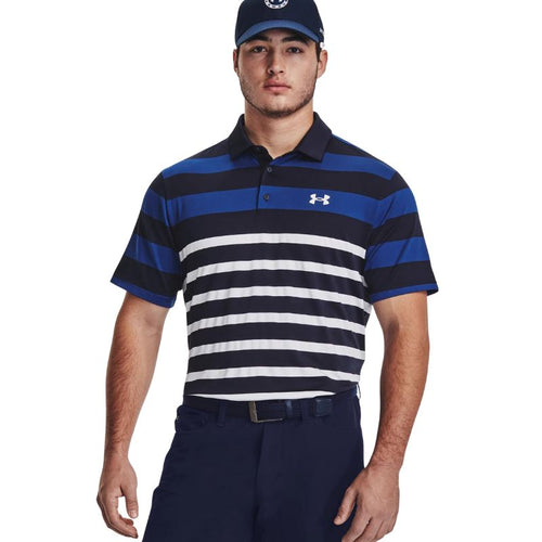Under Armour Playoff 3.0 Stripe Golf Polo Men's Shirt Under Armour Midnight Navy/Blue Mirage MEDIUM 