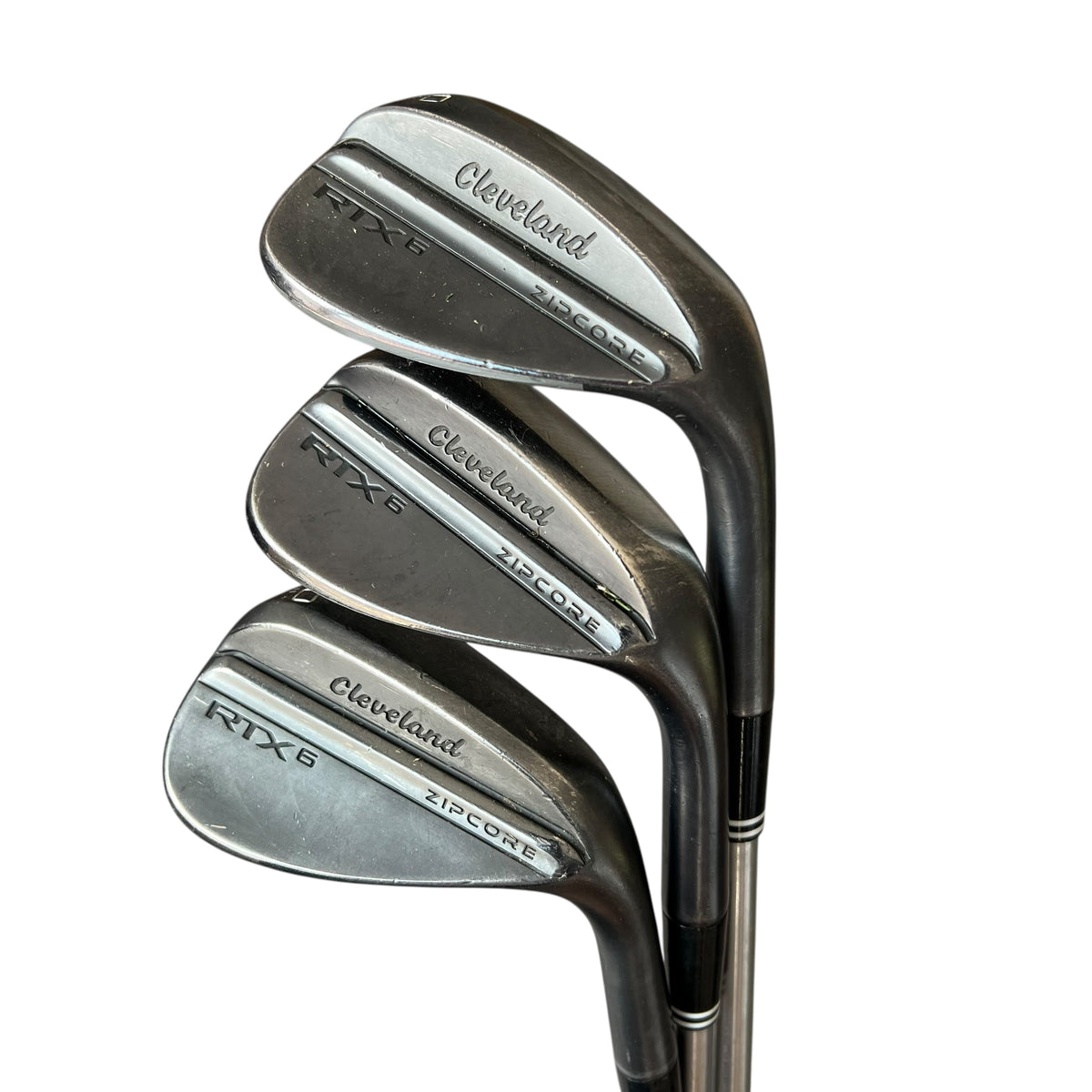 Cleveland RTX 6 Zipcore Black Satin Wedge Set - 50.10° / 56.10° / 60.10° - Demo Right 50.10 MID 56.10 MID 60.10 MID KBS C-Taper Lite Stiff 110g