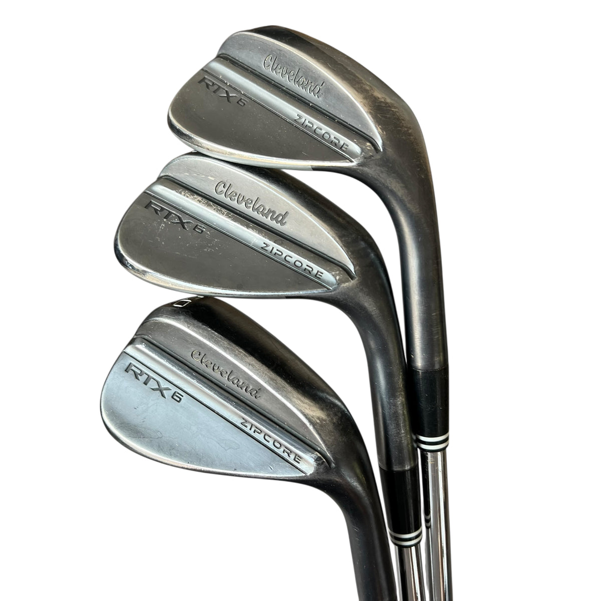 Cleveland RTX 6 Zipcore Black Satin Wedge Set - 50.10° / 54.10° / 58.10° - Demo Right 50.10 MID 54.10 MID 58.10 MID Project X 6.0 RIFLE