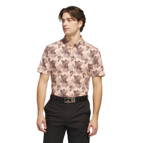 adidas Go-To Print Polo Powder Coral Aurora Ruby