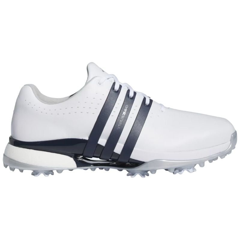 adidas Tour360 24 Golf Shoes Cloud White Collegiate Navy Silver Metallic Medium