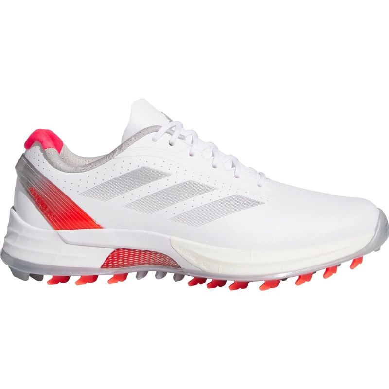 adidas Women's Adizero ZG Spikeless Golf Shoes Cloud White Silver Metallic Lucid Red Medium