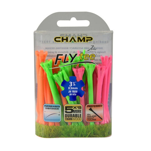 Champ FlyTee Plastic Golf Tees - 3 1/4" - Neon Mix (25pk) Neon Mix