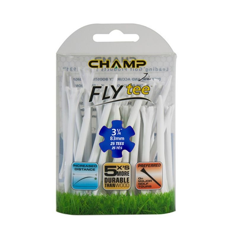 Champ FlyTee Plastic Golf Tees - 3 1/4" - White (25pk) White