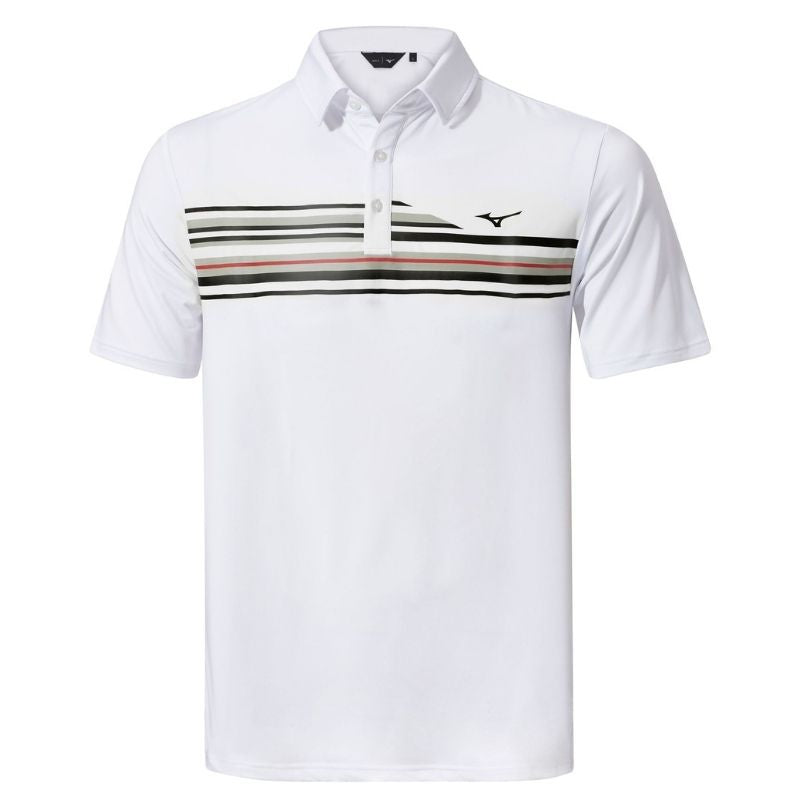 Mizuno Quick Dry Elite Stripe Polo Men&#39;s Shirt Mizuno White SMALL 