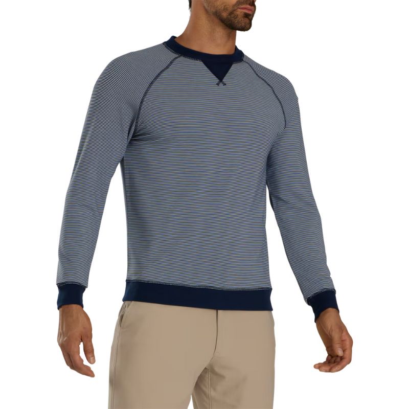 FootJoy Feeder Stripe Crewneck - Previous Season Style Navy White