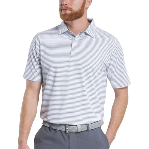 FootJoy Hickory Stripe Pique Polo - Previous Season Style White Flint