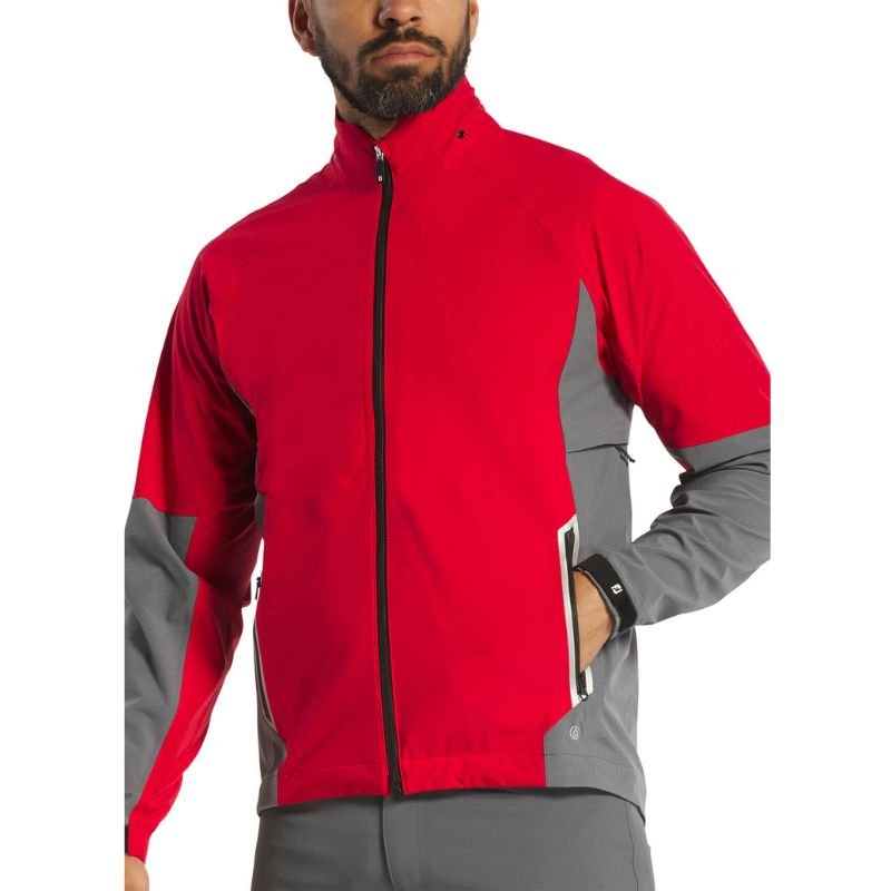 FootJoy HyrdoTour Rain Jacket - Previous Season Style Dark Red/Charcoal