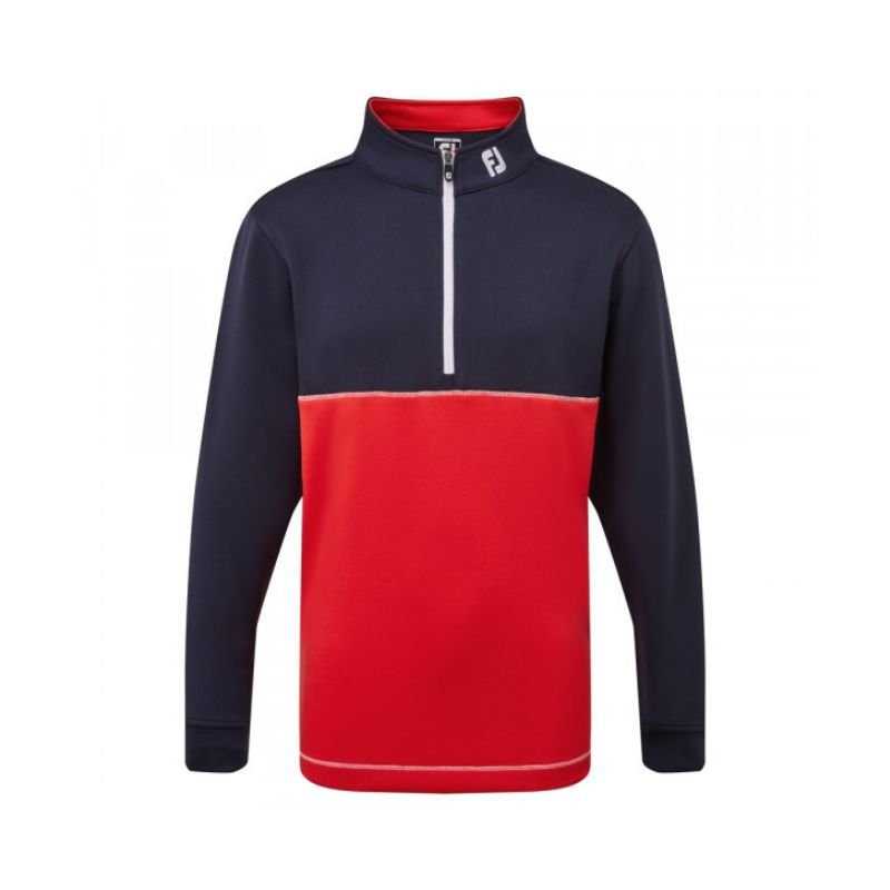 FootJoy Junior Colour Block Chill-Out 1/4 Zip - Previous Season Style Navy Red