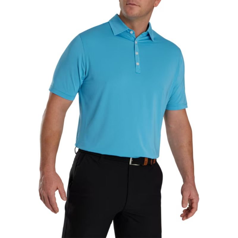 FootJoy Micro Feeder Stripe Lisle Self Collar Polo - Previous Season Style Blue Sky Ocean