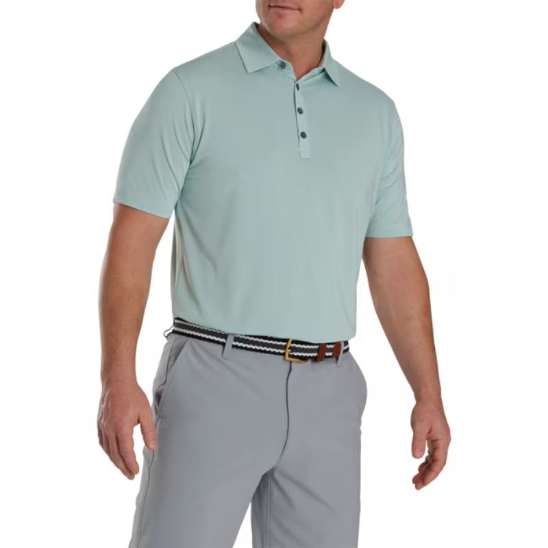 FootJoy Micro Feeder Stripe Lisle Self Collar Polo - Previous Season Style Mist Moss