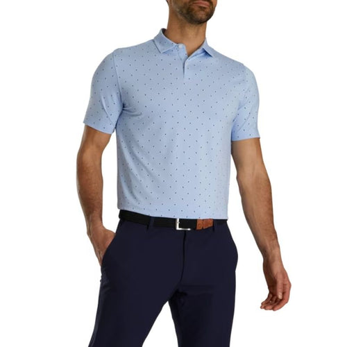 FootJoy Paisley Print Lisle Self Collar Polo - Previous Season Style Sky Navy
