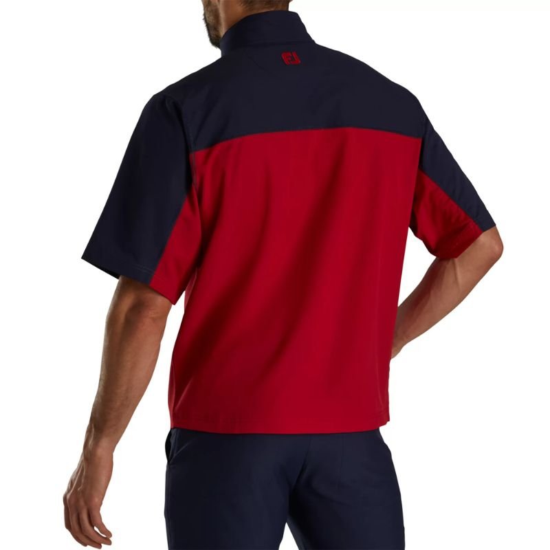 FootJoy Short Sleeve Sport Windshirt - Previous Season Style Crimson/Navy