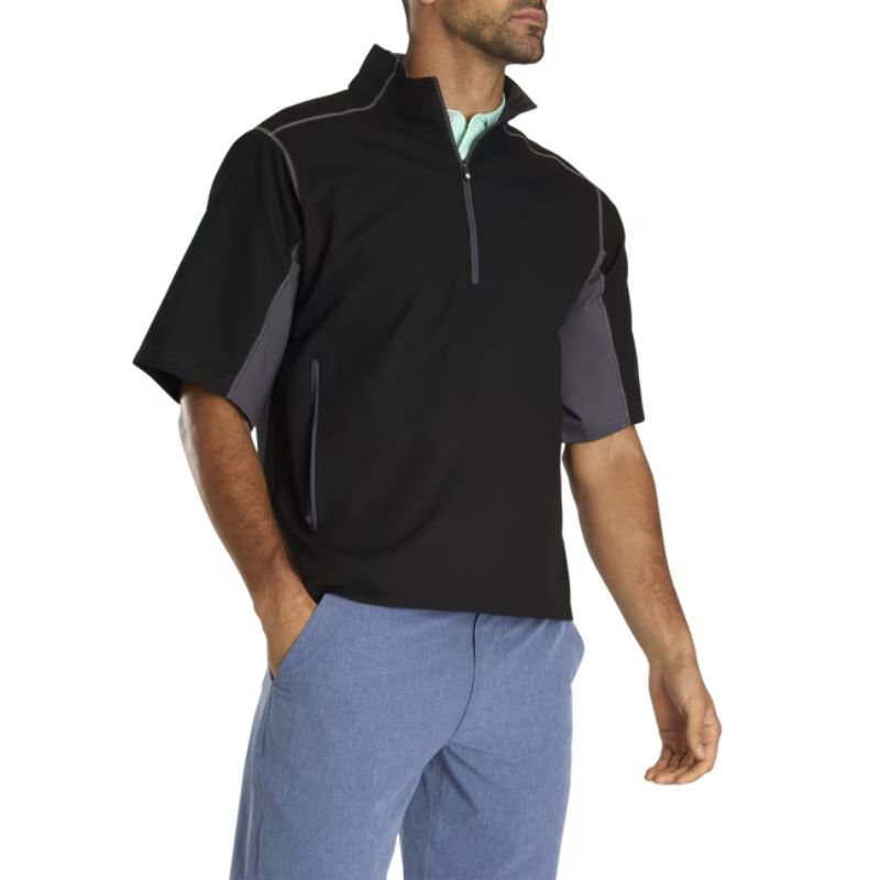 FootJoy Short Sleeve Sport Windshirt - Previous Season Style Black/Charcoal