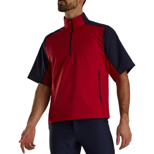 FootJoy Short Sleeve Sport Windshirt - Previous Season Style Crimson/Navy MEDIUM