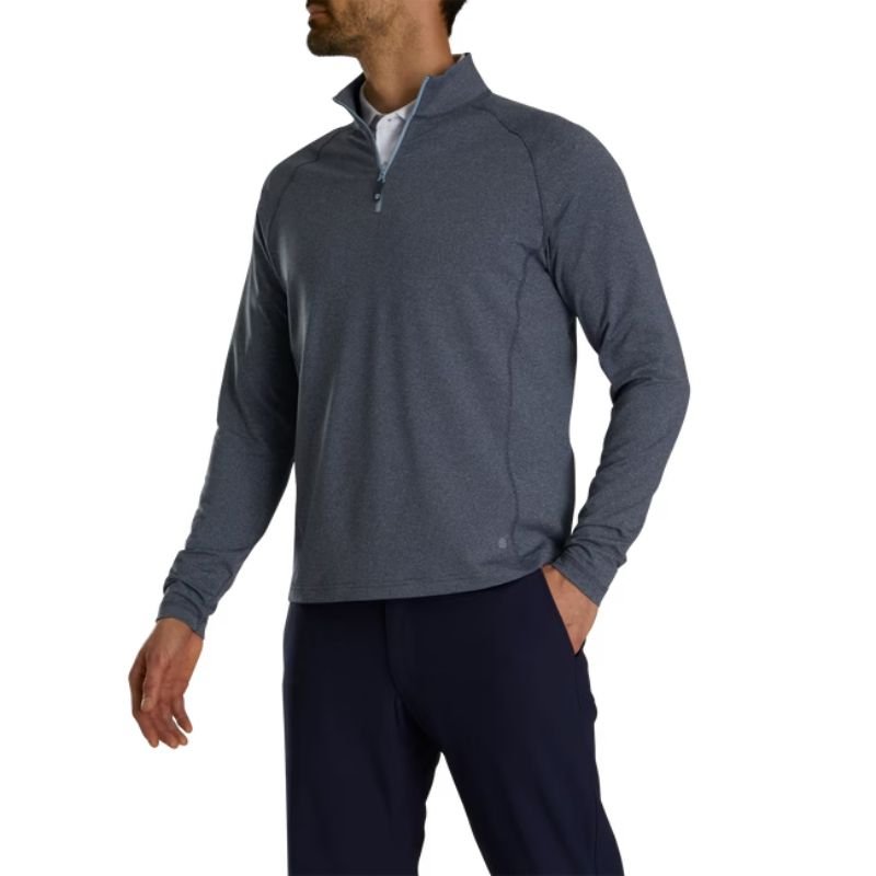 FootJoy ThermoSeries Heather Brushed Back Mid-Layer 1/4 Zip Navy