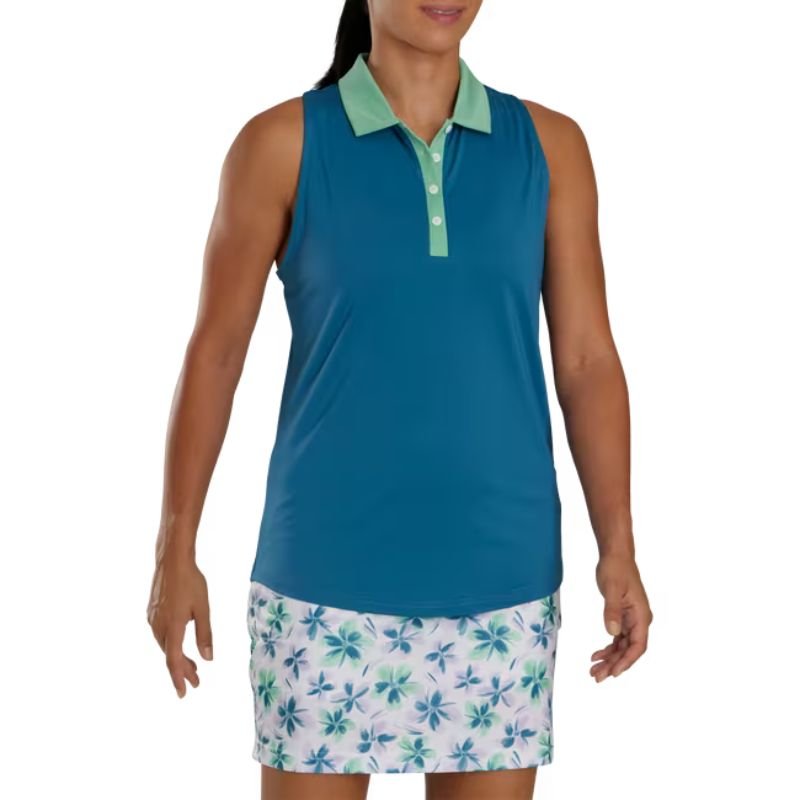 FootJoy Women's Color Block Racerback Tank Teal Mint