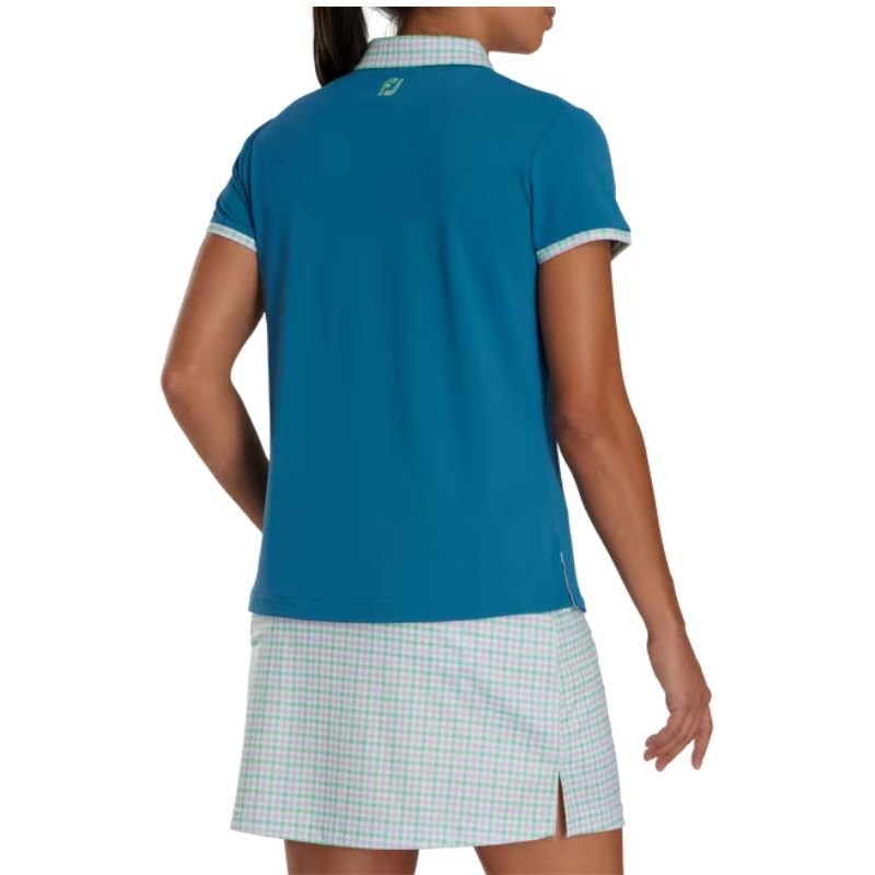 FootJoy Women's Short Sleeve Gingham Trim Polo