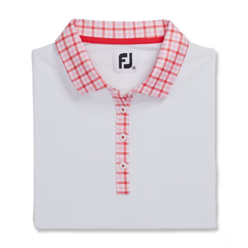 FootJoy Women's Short Sleeve Gingham Trim Polo
