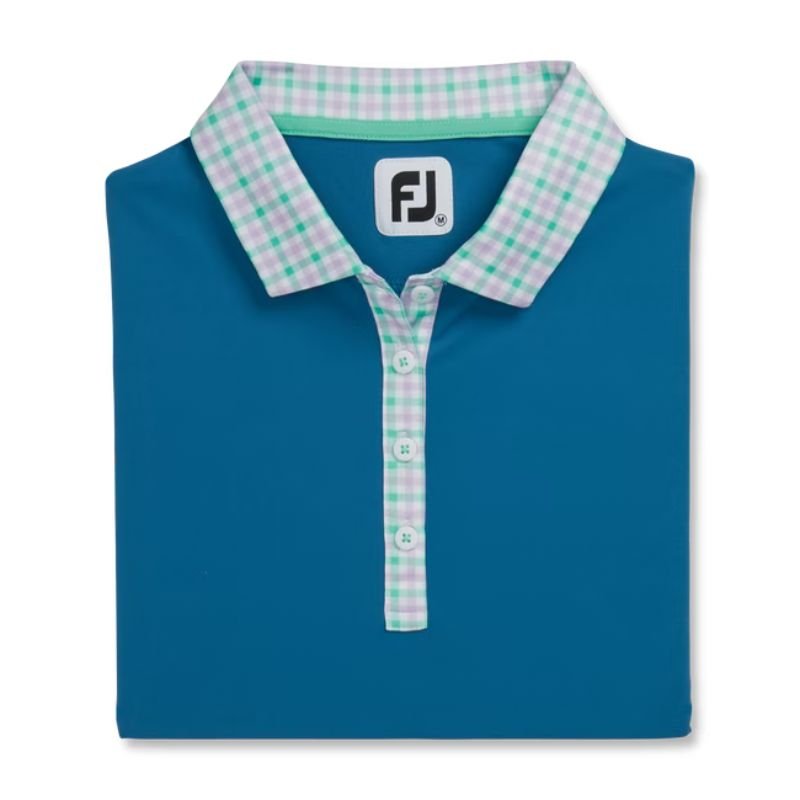 FootJoy Women's Short Sleeve Gingham Trim Polo