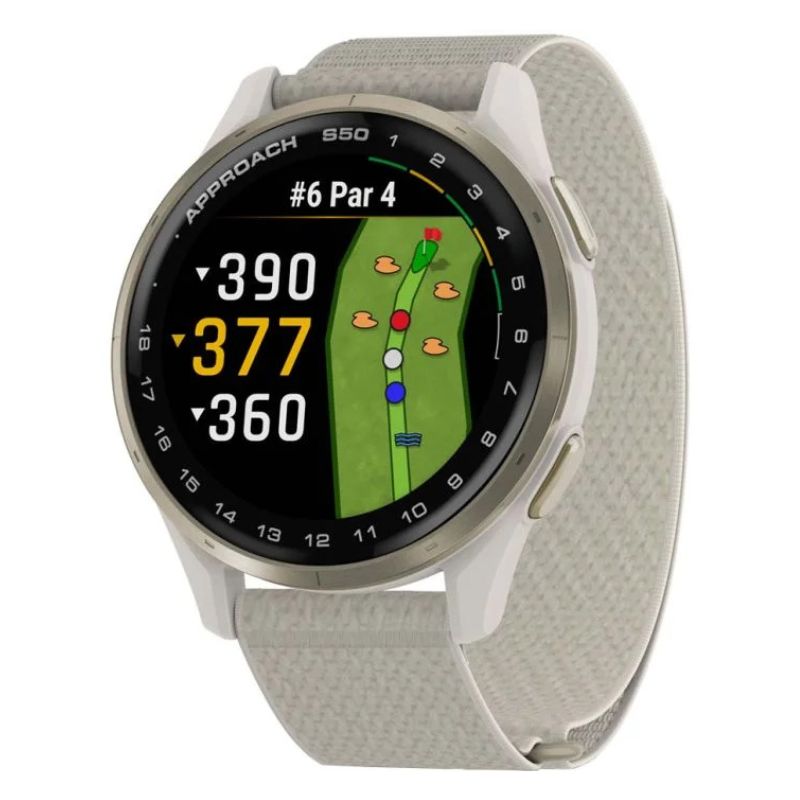 Garmin Approach S50 GPS Golf/Lifestyle Smart Watch - 43mm Cream Gold Ivory 43mm