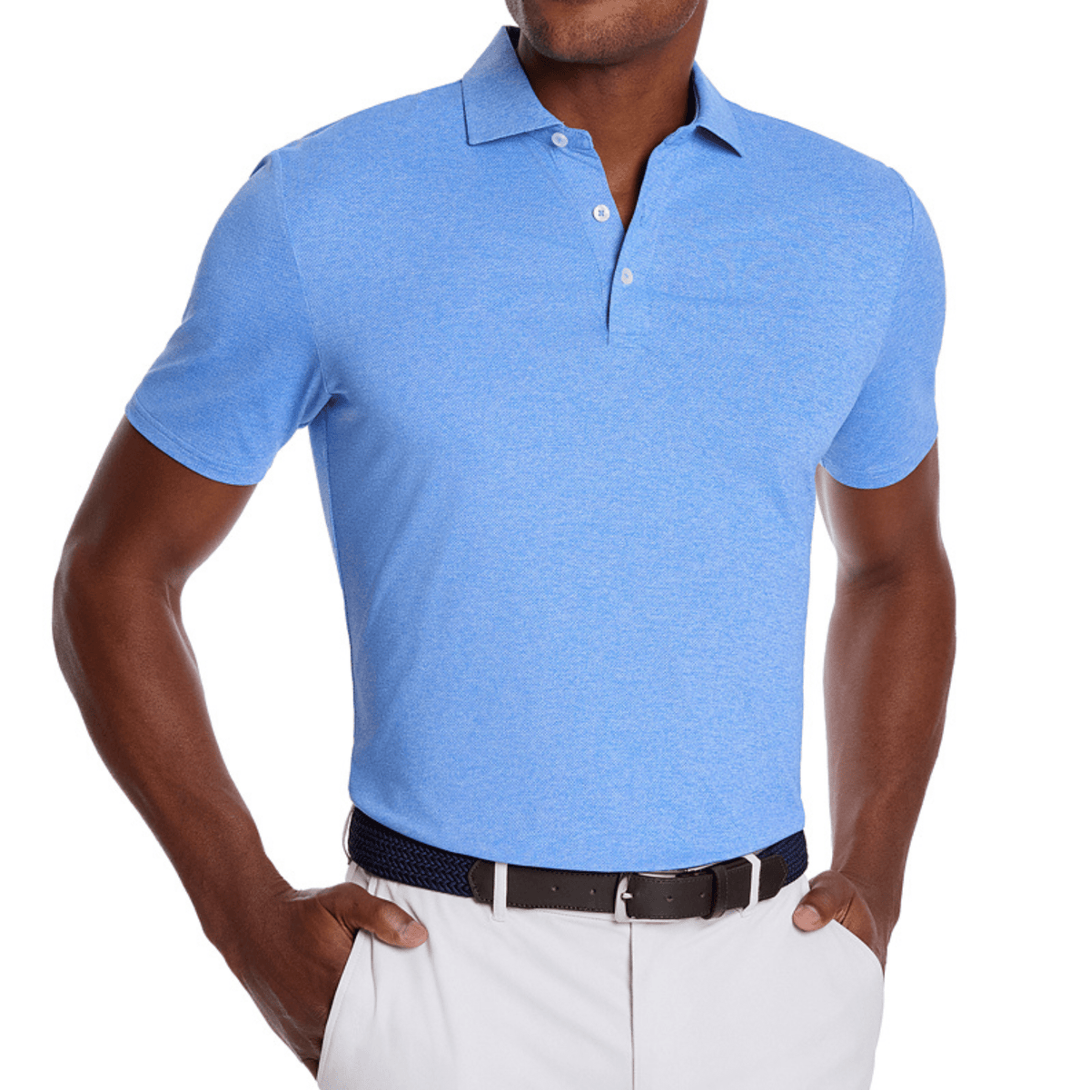 Holderness & Bourne The Bradley Polo Heathered Marlin Blue