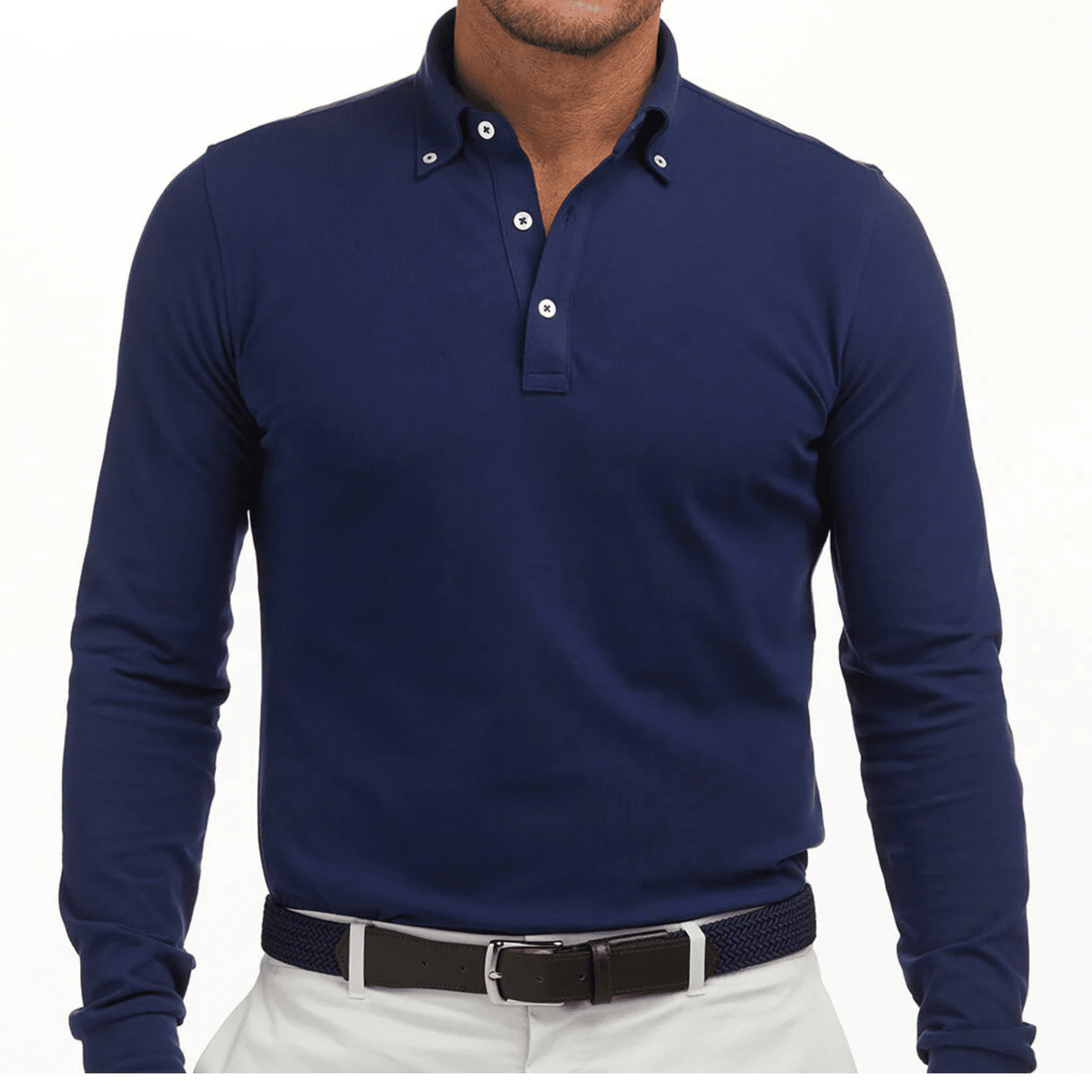 Holderness & Bourne The Burton Long Sleeve Polo Navy
