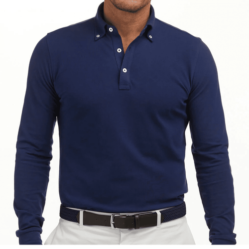 Holderness & Bourne The Burton Long Sleeve Polo Navy