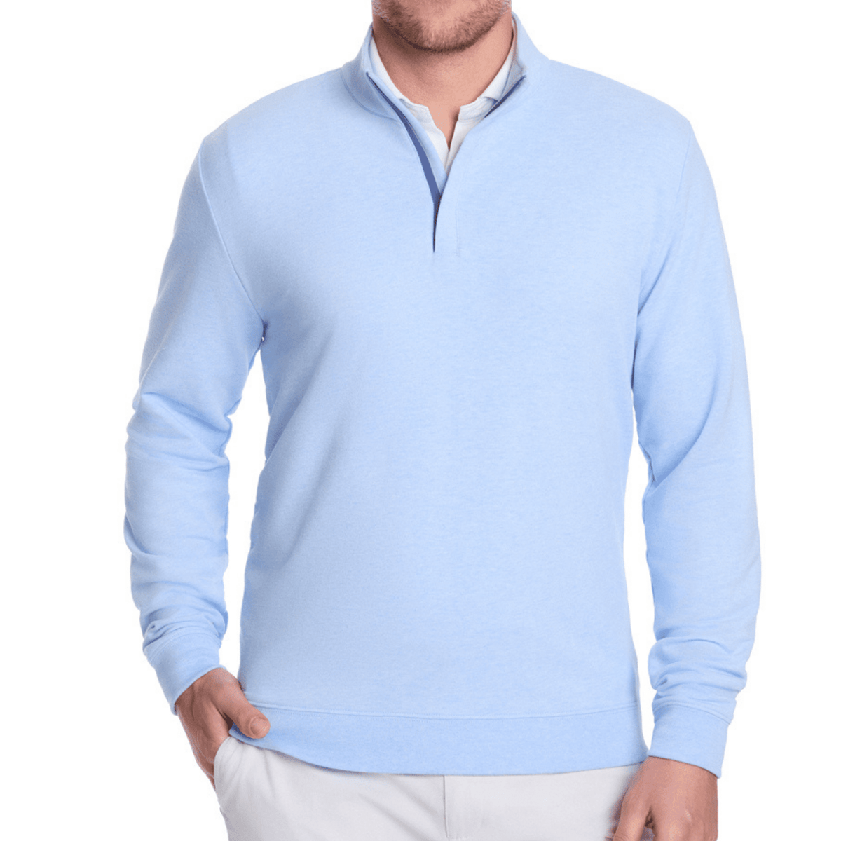 Holderness & Bourne The Harper 1/4 Zip Sweater Heathered Skye SMALL