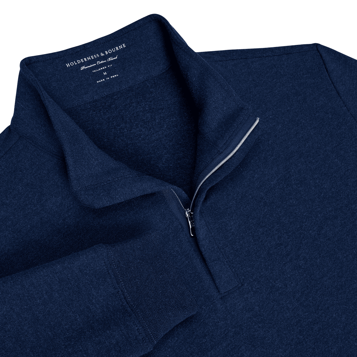 Holderness & Bourne The Harper 1/4 Zip Sweater Heathered Atlantic SMALL