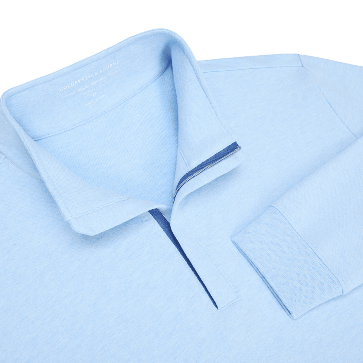 Holderness & Bourne The Harper 1/4 Zip Sweater Heathered Skye SMALL