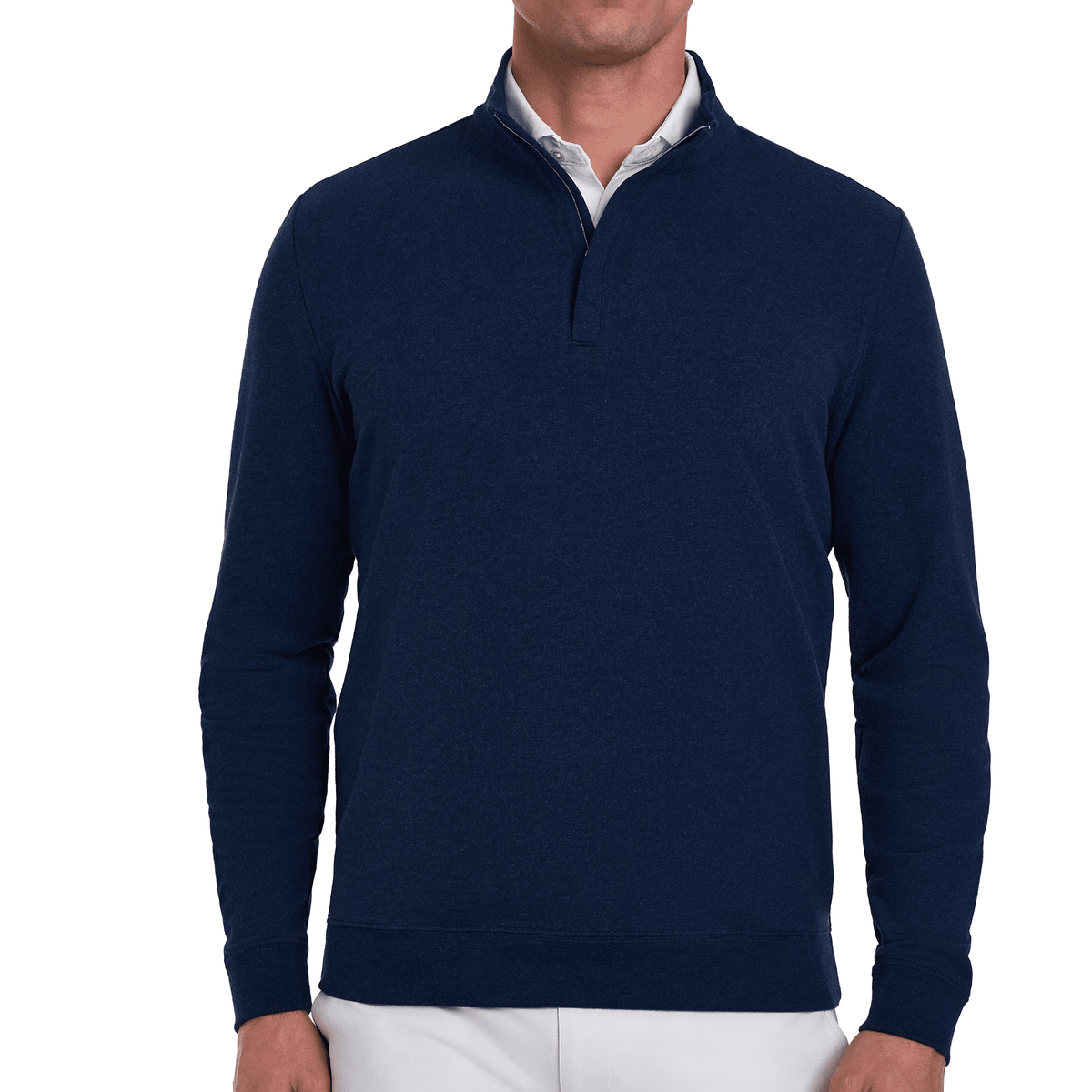 Holderness & Bourne The Harper 1/4 Zip Sweater Heathered Atlantic SMALL