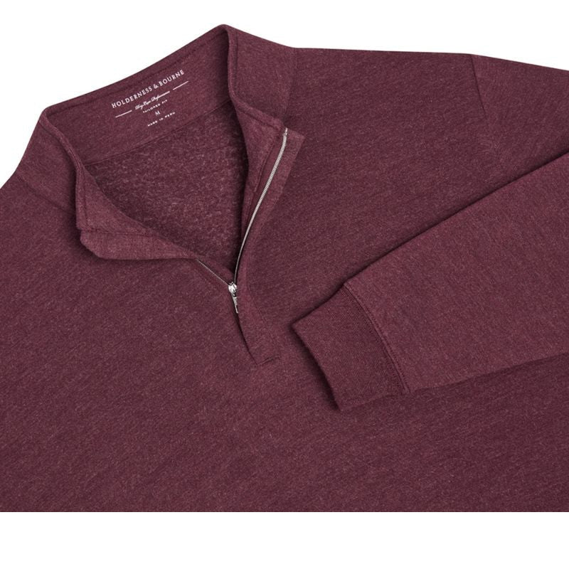 Holderness & Bourne The Harper 1/4 Zip Sweater Heathered Dark Claret SMALL