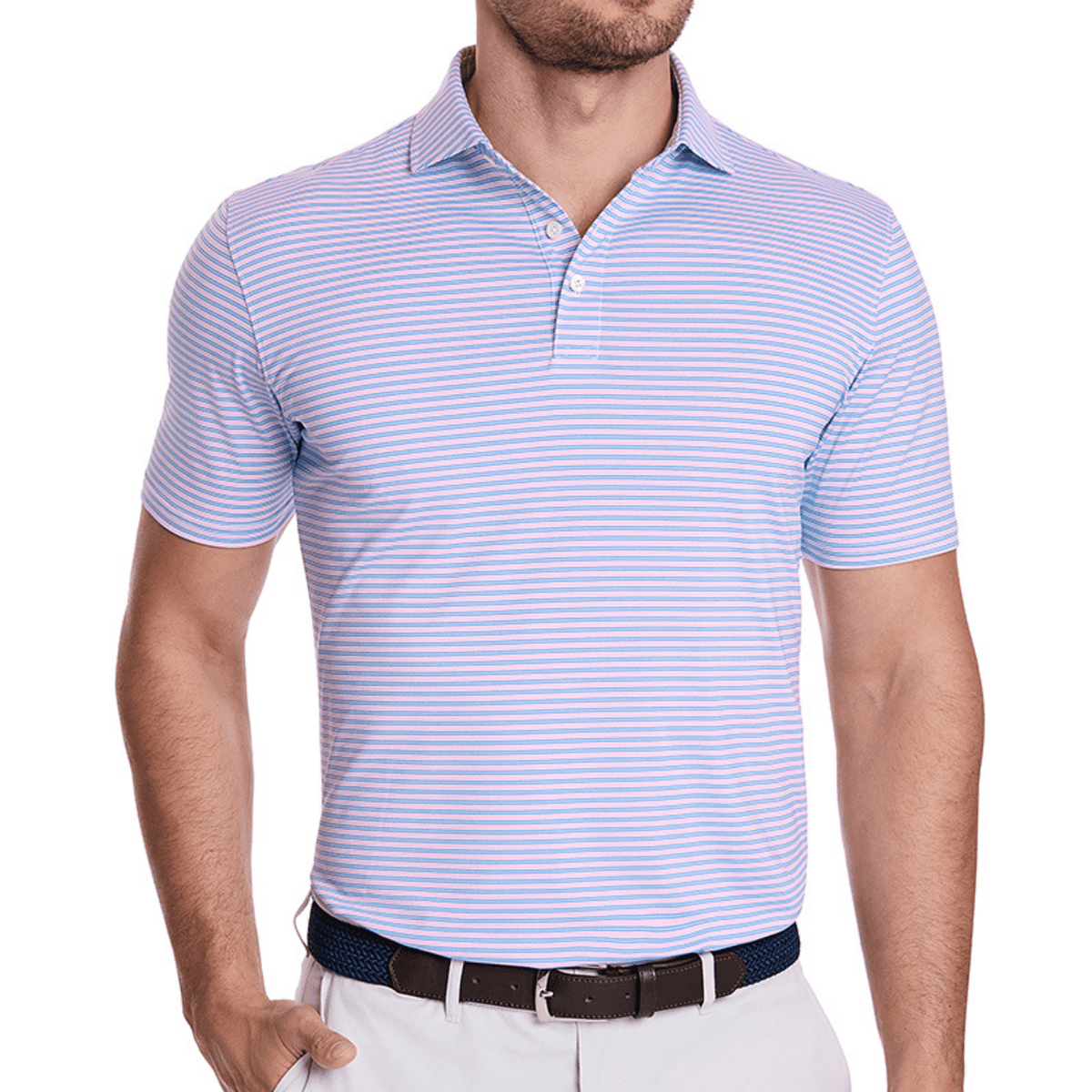 Holderness & Bourne The Nixon Polo Scotch Pink Marlin Blue White